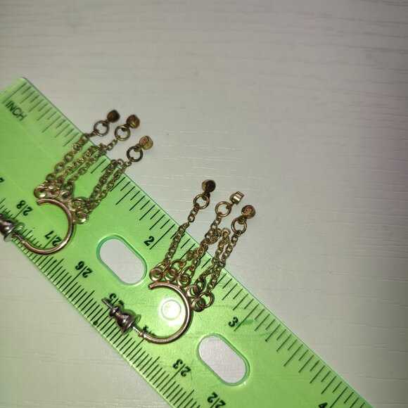 Vintage Golden Earrings with Pink Stones Old Studs - Picture 6 of 6